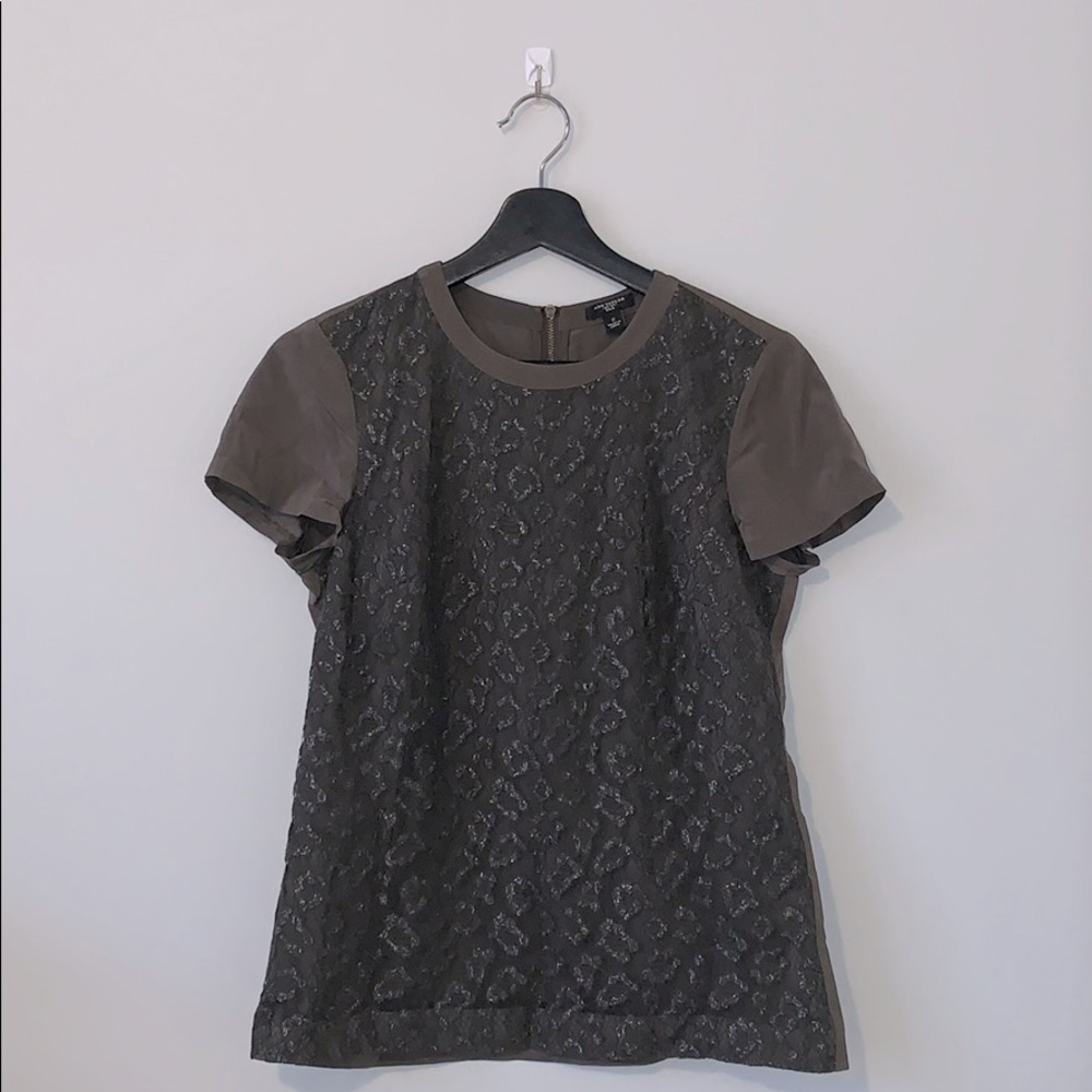 Gray lace front blouse